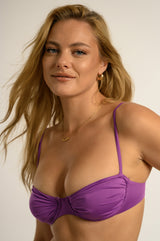 BIKINI DOLLS Bella ruched balconette-style underwire bikini top in Violet