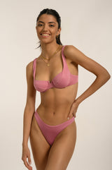 BIKINI DOLLS Naomi high-cut bikini bottom in Dusty Rose