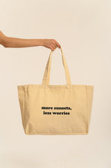 BIKINI DOLLS Beach Tote Bag in Ivory with summer quote