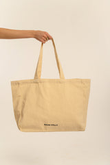 BIKINI DOLLS Beach Tote Bag in Ivory with summer quote