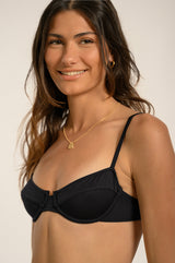 BIKINI DOLLS Jasmine underwire balconette bikini top in Black