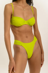 BIKINI DOLLS Bella ruched balconette-style underwire bikini top in Lime