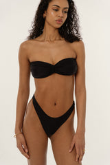 BIKINI DOLLS Naomi classic high cut bikini bottom in Noir