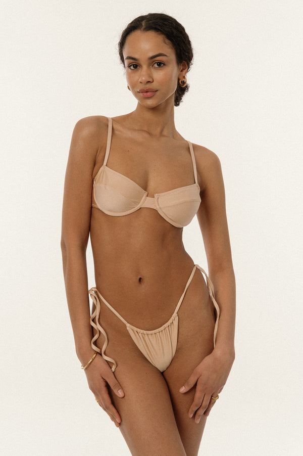 BIKINI DOLLS Jasmine underwire balconette bikini top in Pearl
