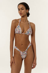 BIKINI DOLLS Cindy triangle bikini top with adjustable knots in Pastel Bloom