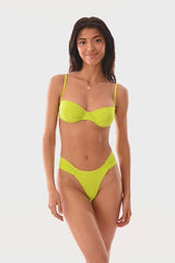 BIKINI DOLLS Bella ruched balconette-style underwire bikini top in Lime video