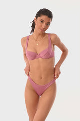 BIKINI DOLLS Naomi high-cut bikini bottom in Dusty Rose video