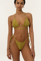 BIKINI DOLLS Gia minimal bikini bottom with side ties in Peridot video