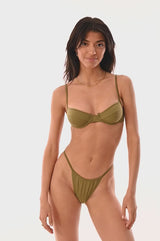 BIKINI DOLLS Jasmine minimal high cut bikini bottom with thin side straps in Mocha Brown video