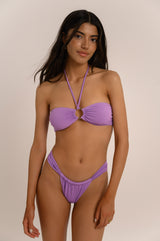BIKINI DOLLS Amina bandeau bikini top with silver front ring in Lavender purple video