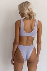 BIKINI DOLLS Alexa crinkle ribbed bikini set in Lilac purple