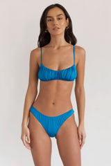 BIKINI DOLLS Arielle ruched bikini bottom in Azure Blue