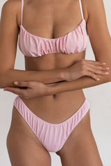 BIKINI DOLLS Arielle ruched bikini bottom in Baby Pink pastel