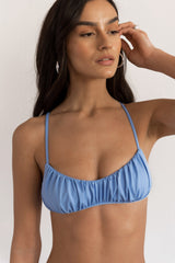 BIKINI DOLLS Arielle ruched bikini top in Sky Blue pastel