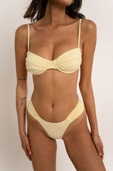 BIKINI DOLLS Bella ruched balconette-style underwire bikini top in Ivory off-white with matching bottom