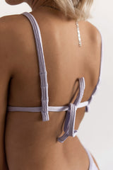 BIKINI DOLLS Jade crinkle ribbed minimal bikini top in lilac purple