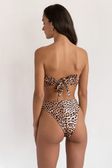 BIKINI DOLLS Luna bandana scarf-like reversible bandeau bikini top in Just Leopard animal print