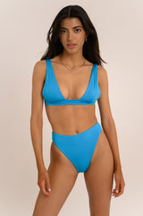 BIKINI DOLLS Sade classic high waist bikini bottom in Sapphire blue with matching top