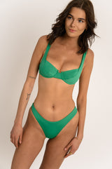 BIKINI DOLLS Valerie underwire balconette bikini top in Clementine orange in Emerald green