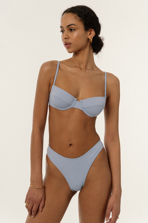 BIKINI DOLLS Jasmine underwire balconette bikini top in Ciel