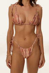 BIKINI DOLLS Gia minimal triangle bikini top with sliding cups in Sunset Dream closeup
