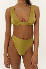 BIKINI DOLLS Sade bralette bikini top in Peridot closeup