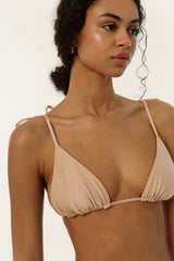 BIKINI DOLLS Gia minimal triangle bikini top in Pearl portrait