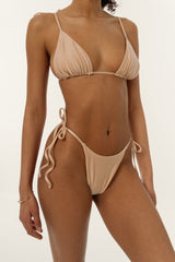 BIKINI DOLLS Gia minimal triangle bikini top in Pearl closeup