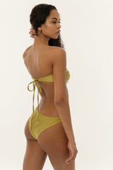 BIKINI DOLLS Juliette bandeau bikini top with ruching detail in Peridot back view