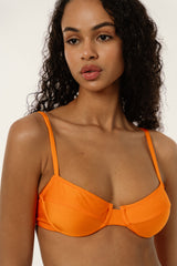 BIKINI DOLLS Jasmine underwire balconette bikini top in Tangerine portrait