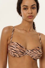 BIKINI DOLLS Bella ruched balconette-style underwire bikini top in Amarelo portrait