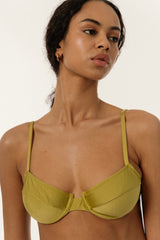 BIKINI DOLLS Jasmine underwire balconette bikini top in Peridot portrait