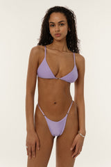 BIKINI DOLLS Kiara minimal triangle bikini top with ring detailing in Lilac