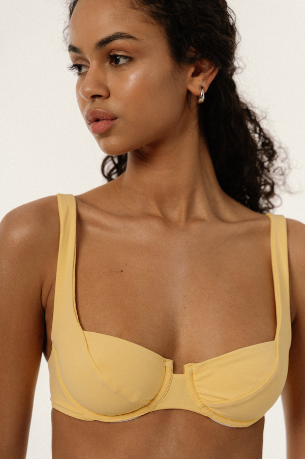 BIKINI DOLLS Valerie underwire balconette bikini top in Amarelo portrait