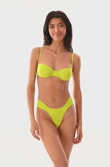 BIKINI DOLLS Bella high-cut bikini bottom with ruched sides in Lime video