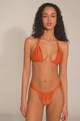 BIKINI DOLLS Cindy ruched high cut bikini bottom in Cinnamon video