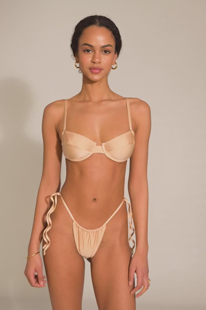 BIKINI DOLLS Jasmine underwire balconette bikini top in Pearl video