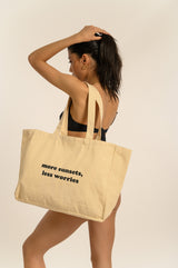 BIKINI DOLLS Beach Tote Bag in Ivory with summer quote video