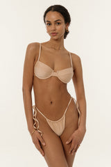 BIKINI DOLLS Gigi minimal bikini bottom with adjustable coverage and side ties in Pearl video