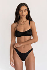 BIKINI DOLLS Arielle ruched bikini bottom in Black