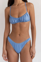 BIKINI DOLLS Arielle ruched bikini top in Sky Blue pastel
