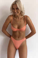 BIKINI DOLLS Bella ruched underwire bikini top in Peach Pink