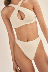 BIKINI DOLLS Gloria keyhole halter bikini top in Ivory off white