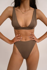 BIKINI DOLLS Sade bralette bikini top in Mocha brown with matching bottom