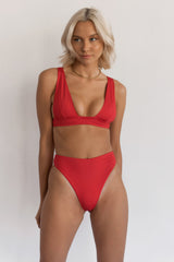 BIKINI DOLLS Sade high-waist bikini bottom in Cherry Red