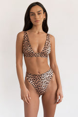 BIKINI DOLLS Sade high-waist bikini bottom in Just Leopard animal print