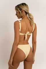 BIKINI DOLLS Naomi classic high cut bikini bottom in Ivory off white back view
