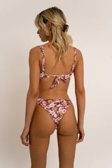 BIKINI DOLLS Naomi classic high cut bikini bottom in the Les Fleurs vintage floral print back view